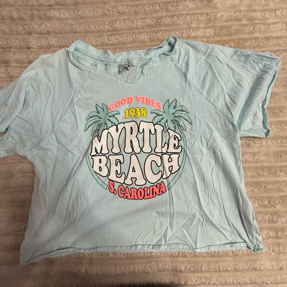 Green Graphic Crop Top Short Sleeve
